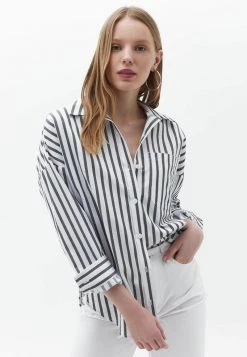 OXXO Donna OVERSIZE - Camicia - Black Stripe